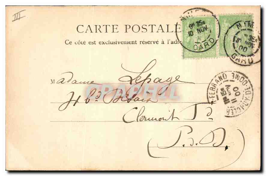 CPA Nimes Nympheum Carte 1900 — Verso