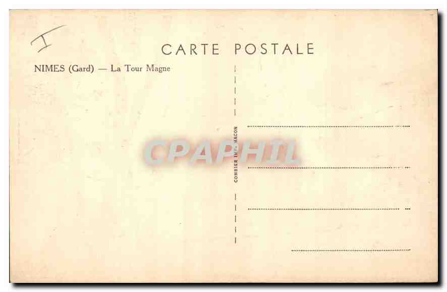 Nîmes (Gard) — La Tour Magne — Combier Impr. Macon — Reverso