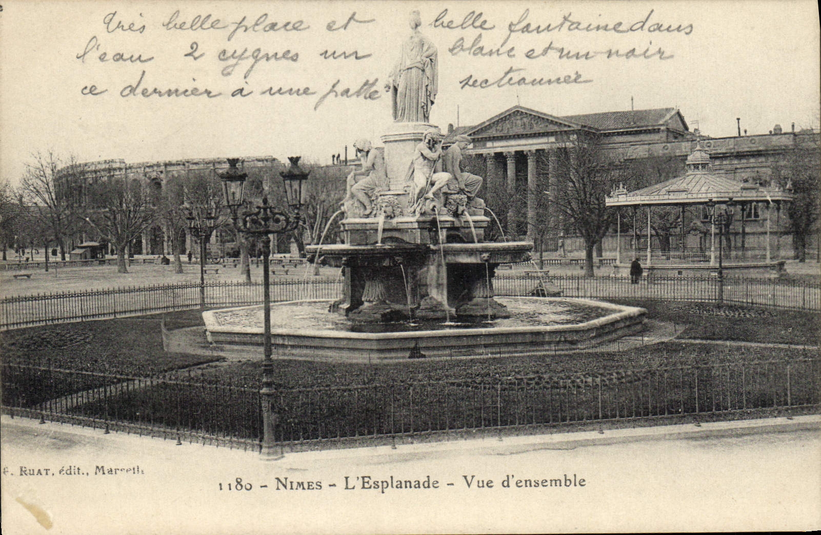 Nîmes - L'Esplanade - Vue d'ensemble — Éditeur F. Ruat, n° 1180