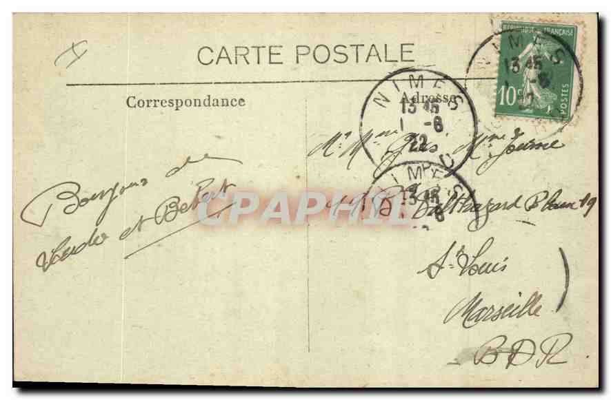 Nîmes — Jardin de la Fontaine — Vue Générale — A.R. n°13 — Verso