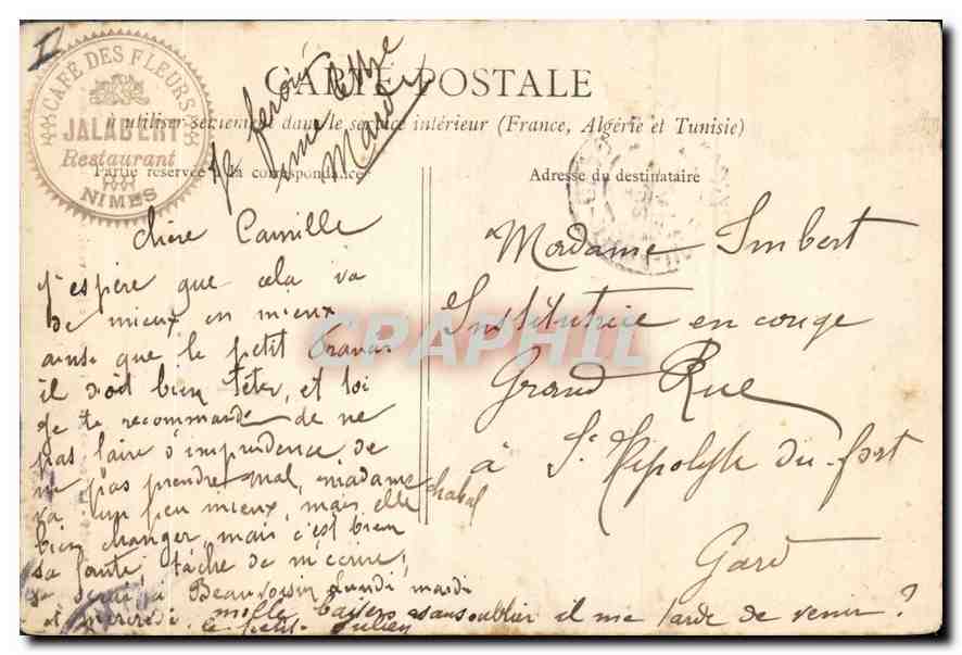 CPA Nimes la Tour Magne  — Rückseite