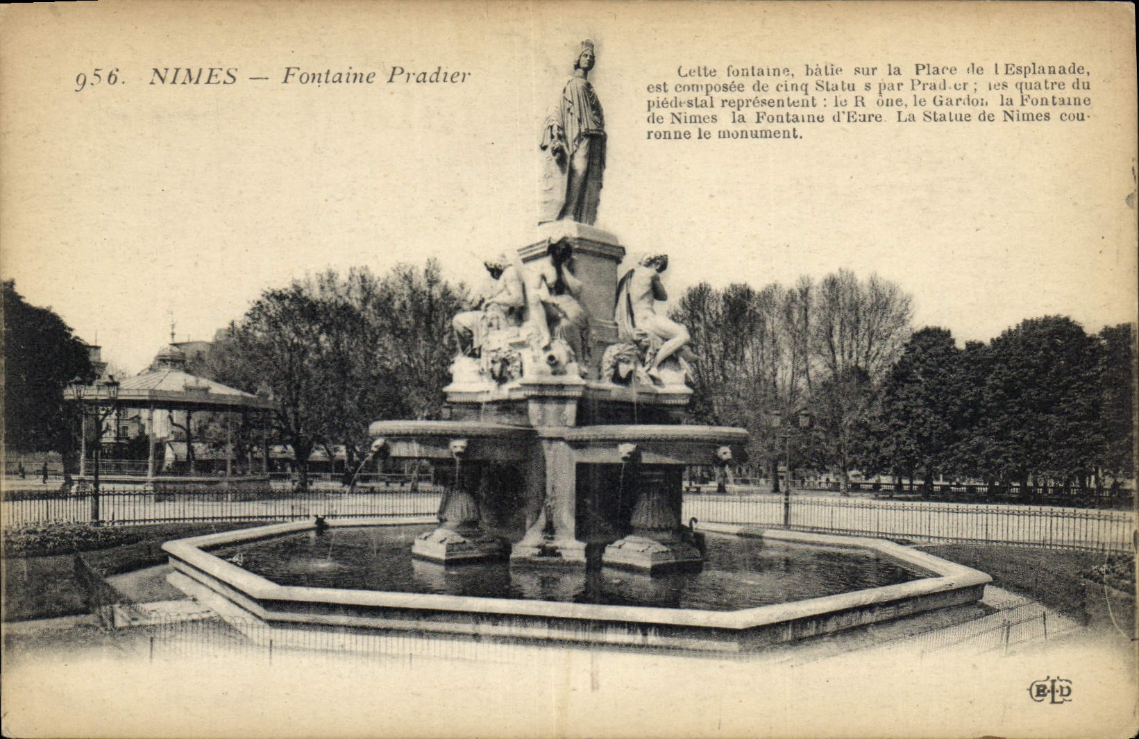 Nîmes — Fontaine Pradier — Éditeur B.D. n° 956