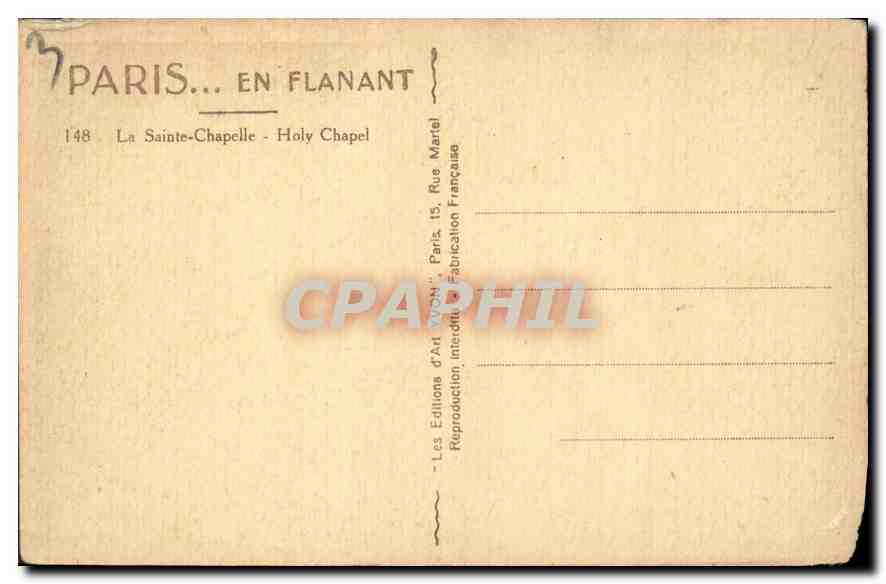 CPA Paris En Flanant la Sainte Chapelle  — Verso