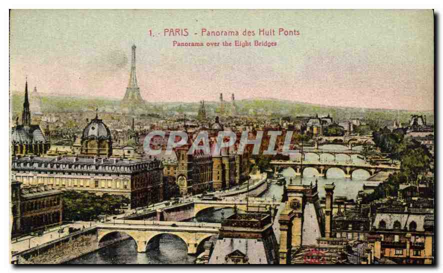 CPA Paris Panorama des Huit Ponts Tour Eiffel