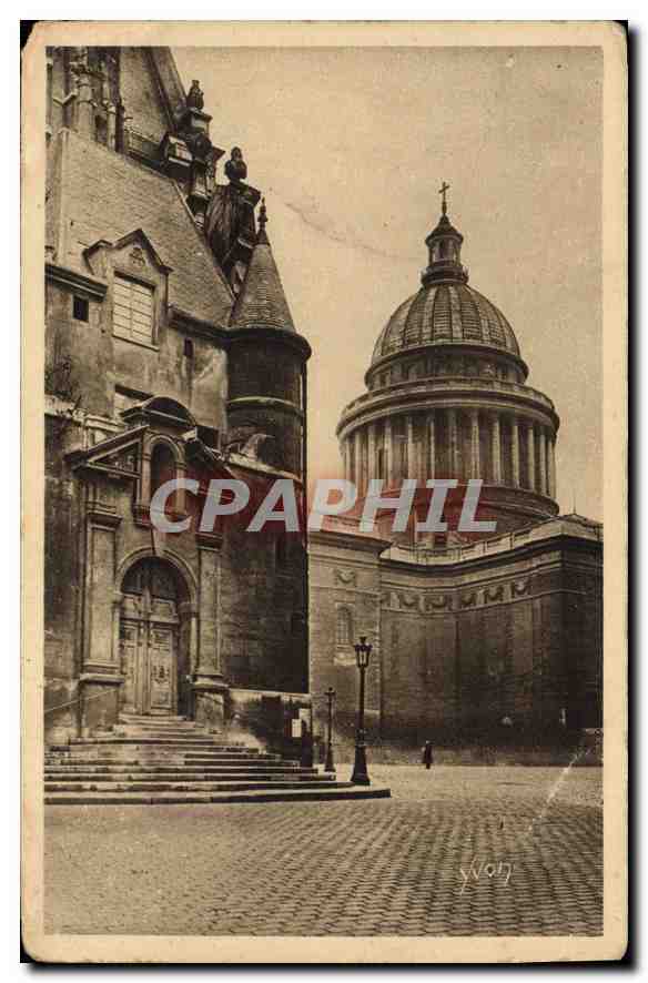 CPA Paris En Flanant Entree Laterale de l'eglise St Etienne du Mont et Dome du Pantheon 