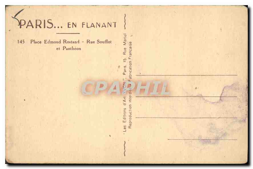 CPA Paris en Flanant Place Edmond Rostand Rue Soufflot et Pantheon  — Rückseite