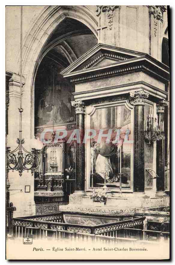 CPA Paris Eglise Saint Merri Autel Saint Charles Borromee 