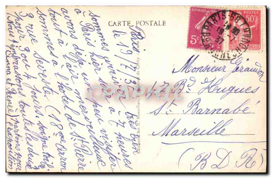 CPA Marque Pax Paris Ville Lumiere l'eglise de la Madeleine  — Verso