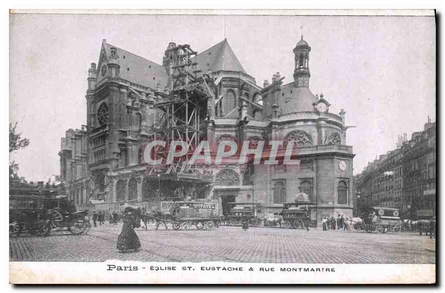 CPA Paris eglise St Eustache et rue Montmartre 