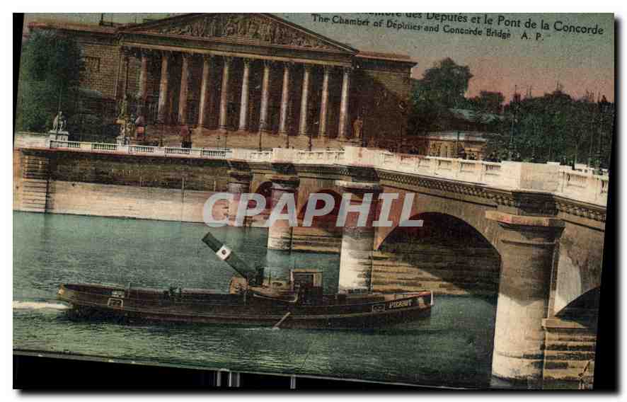 CPA Paris la Chambre des Deputes et le Pont de la Concorde Bateau