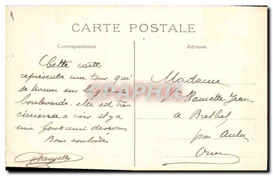 CPA Paris la Tour St Jacques  — Rückseite