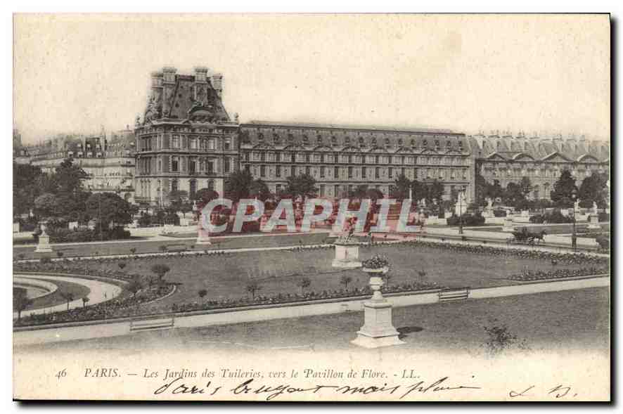 CPA Paris les Jardins des Tuileries vers le Pavillon de Flore 
