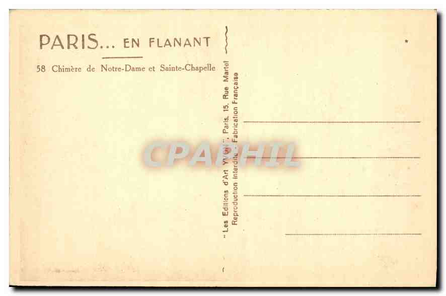 CPA Paris en Flanant Chimere de Notre Dame et Sainte Chapelle  — Verso