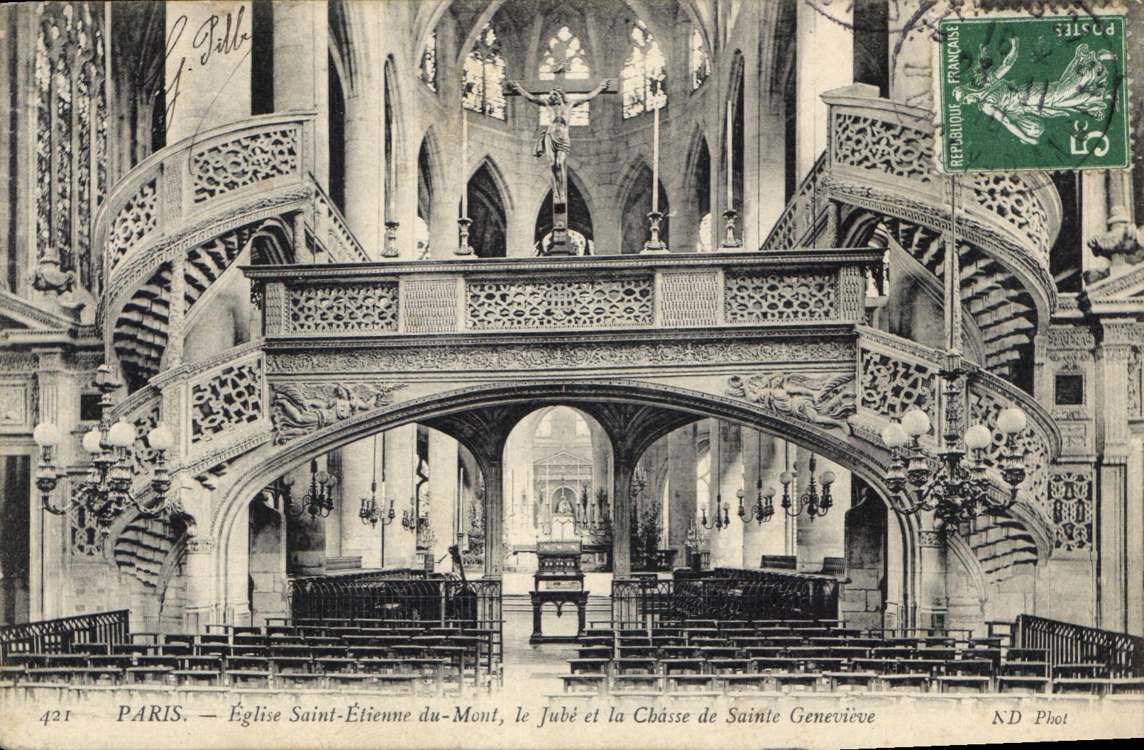 CPA Paris Eglise Saint Etienne du Mont le Jube et la Chasse de Sainte Genevieve 