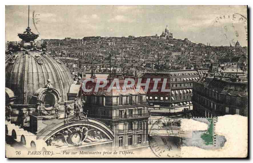 CPA Paris IX vue sur Montmartre prise de l'Opera 