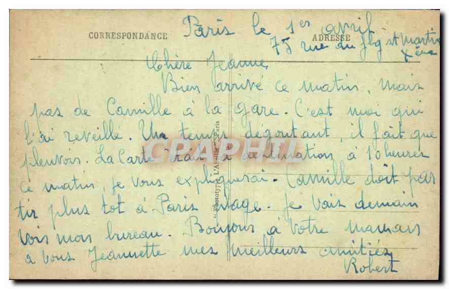 CPA Paris Boulevard St Denis et la Porte St Martin  — Rückseite