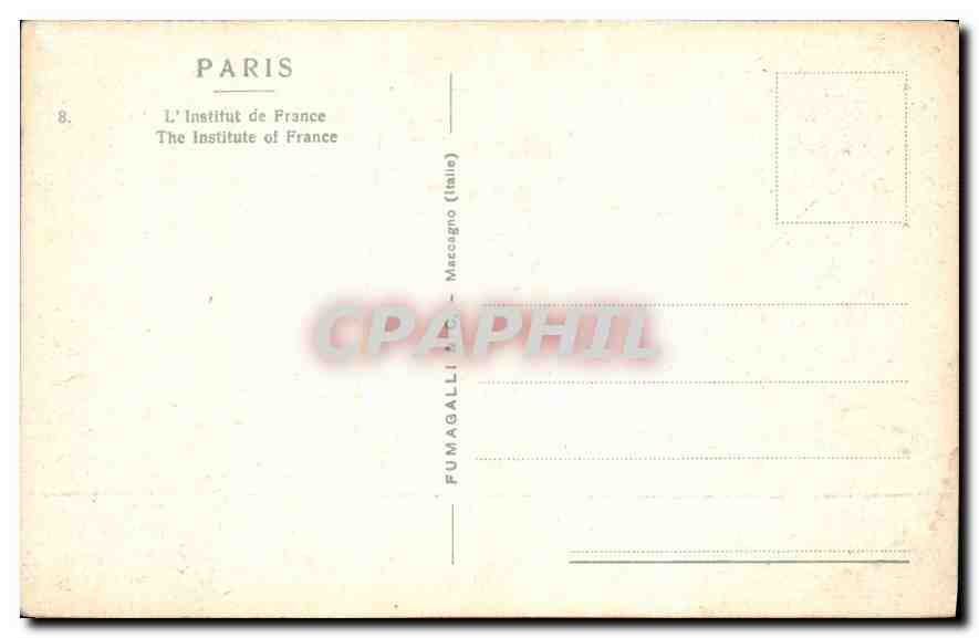CPA Paris l'Institut de France  — Rückseite