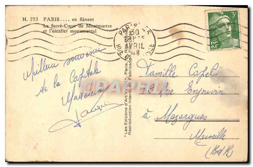 CPA Paris en Flanant le Sacre Coeur de Montmartre et l'escalier monumental  — Rückseite