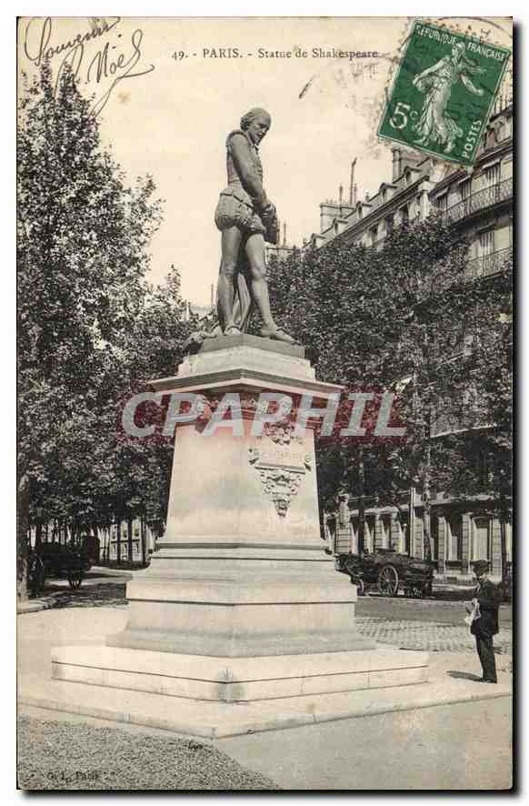 CPA Paris Statue de Shakespeare 