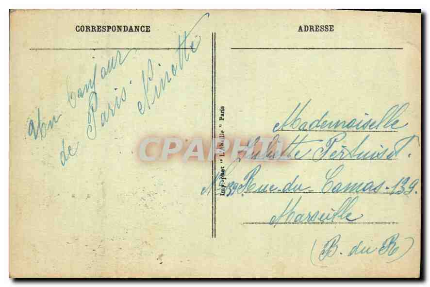CPA Paris les Tuileries et la Rue de Rivoli au Loin Montmartre et le Sacre Coeur  — Rückseite