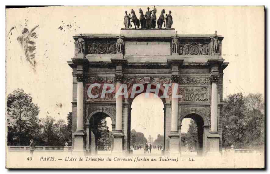 CPA Paris l'Arc de Triomphe du Carrousel Jardin des Tuileries 
