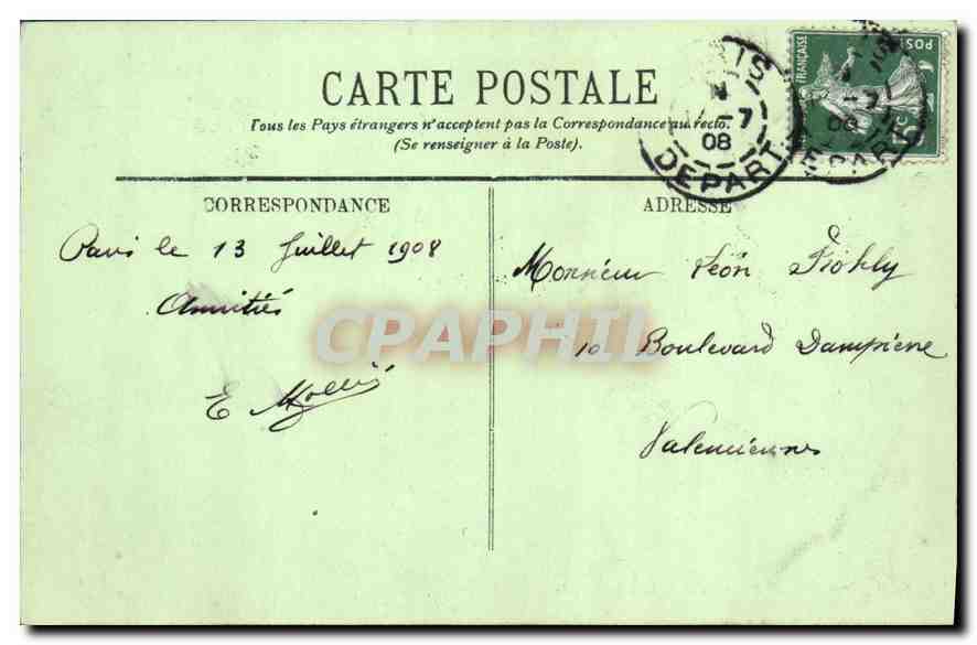 CPA Paris Perspective de la Rue de Rivoli  — Verso