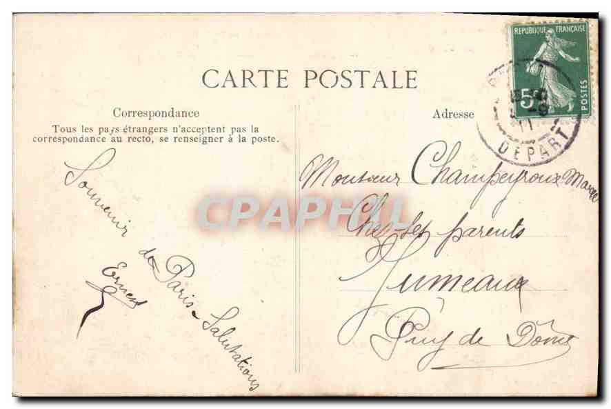 CPA Paris hotel de Ville premiere Pierre posee en 1593 completement detruit en 1871  — Rückseite