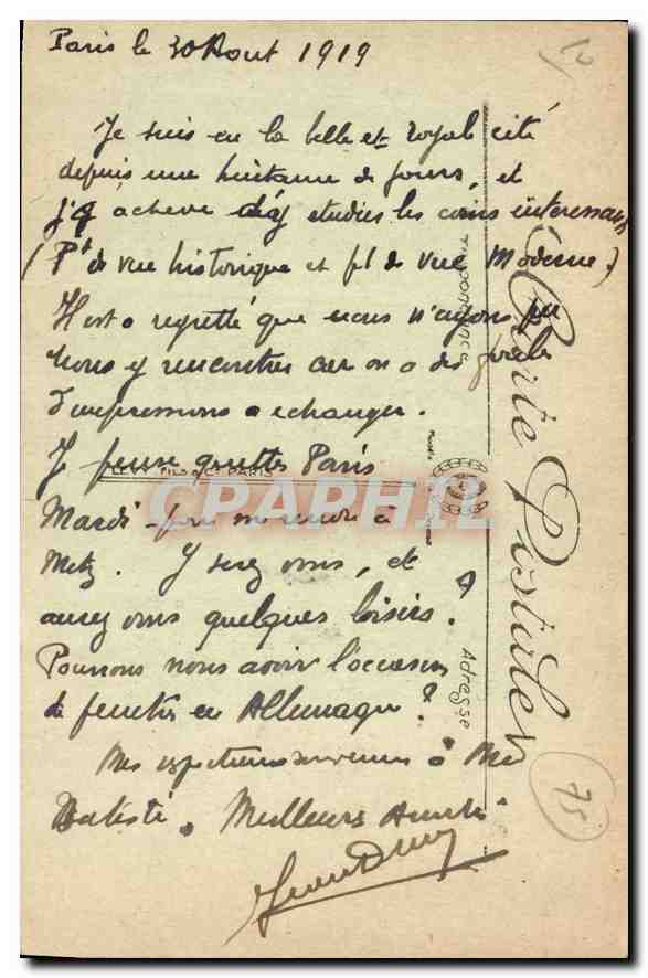 CPA Paris la Madeleine et la Rue Royale  — Verso