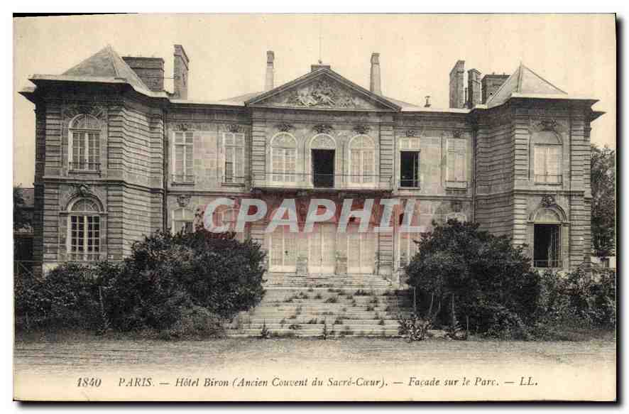 Paris — Hôtel Biron (Ancien Couvent du Sacré-Cœur) — Façade sur le Parc — LL.
