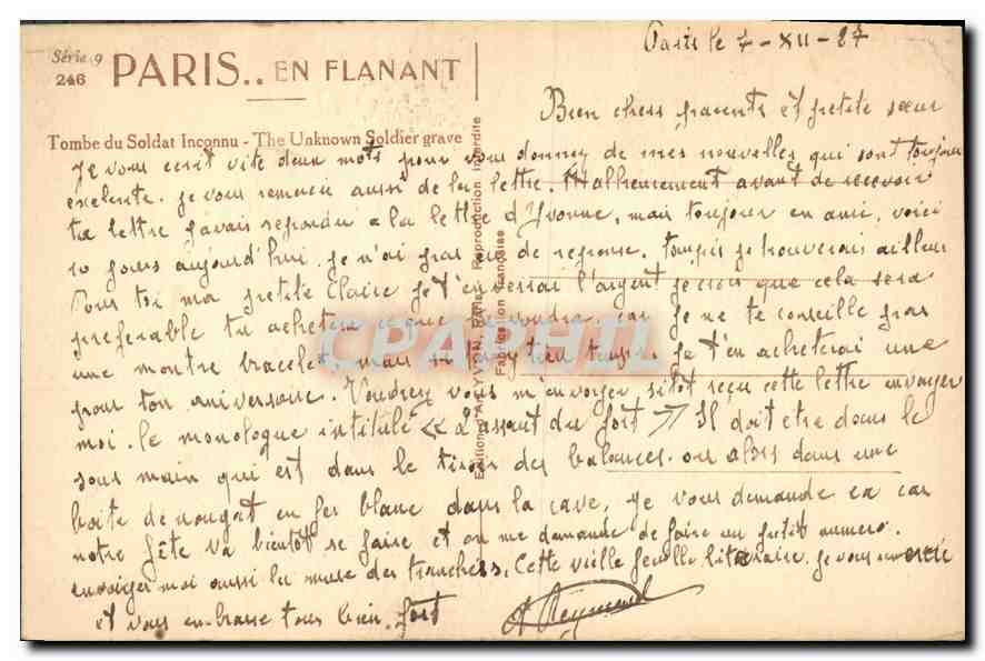CPA Paris En Flanant Tombe du Soldat Inconnu  — Rückseite