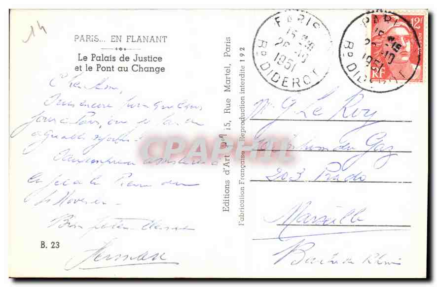 CPA Paris en Flanant le Palais de Justice et le Pont au Change  — Rückseite