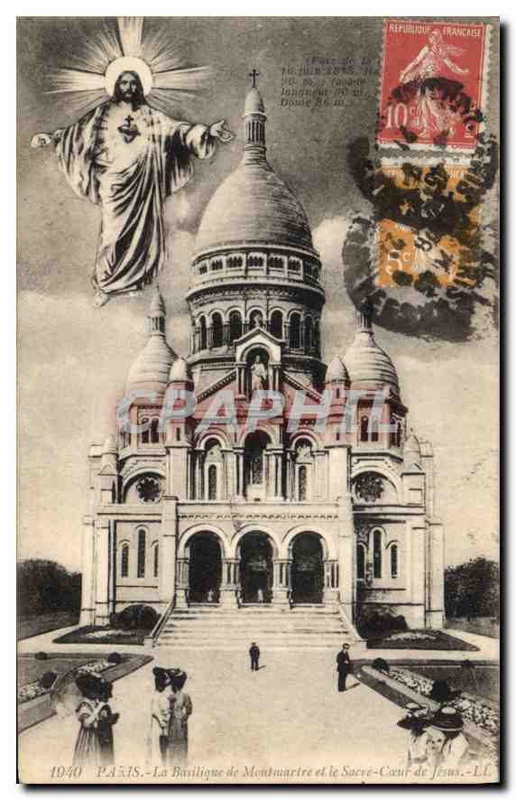 Parijs - De Basiliek van Montmartre en het Heilig Hart van Jezus - L.L. - 1940