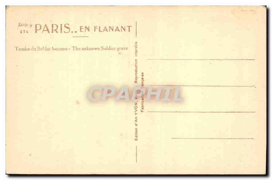 CPA Paris en flanant Tombe du Soldat inconnu  — Rückseite