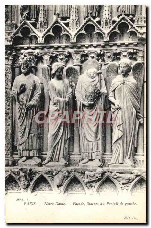 CPA Paris Notre Dame Facade Statues du Portail de gauche 