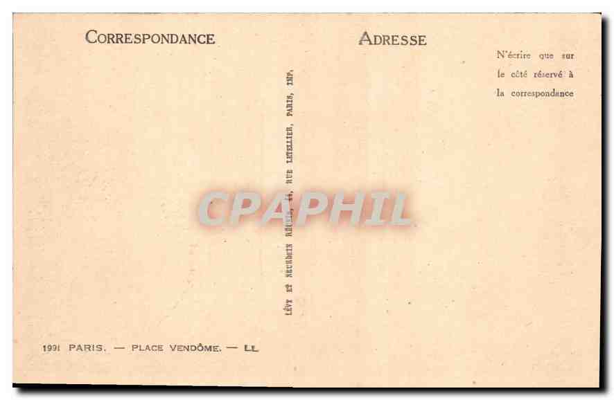 CPA Paris Place Vendome  — Rückseite
