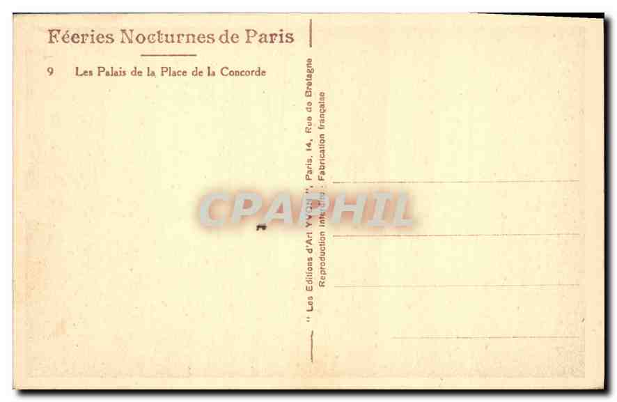 CPA Paris Les Palais de la Place de la Concorde  — Rückseite