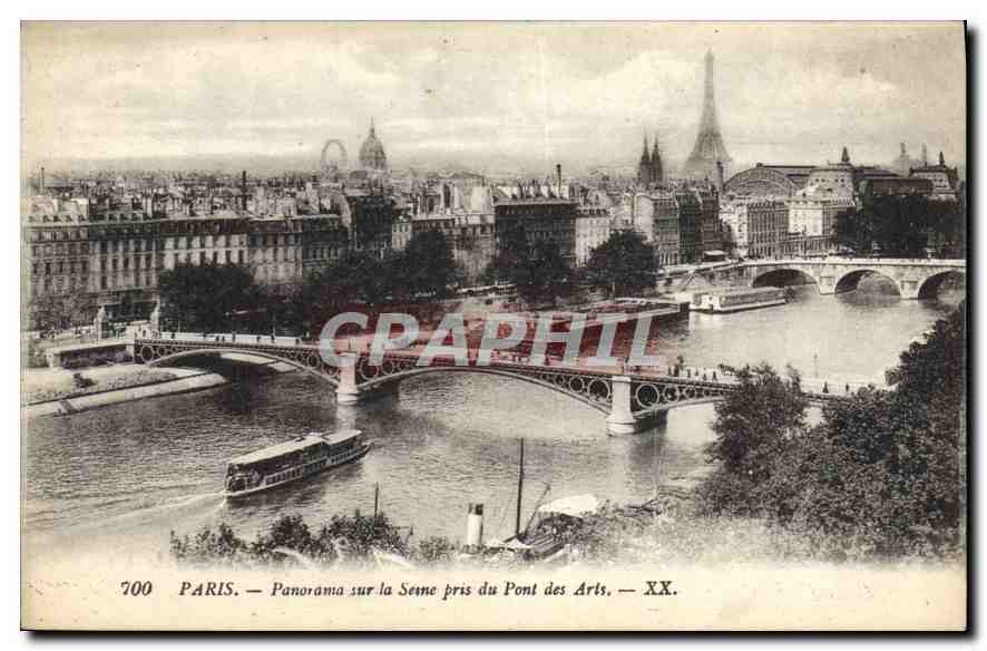 CPA Paris Panorama sur la Seine pris du Pont des Arts Tour Eiffel
