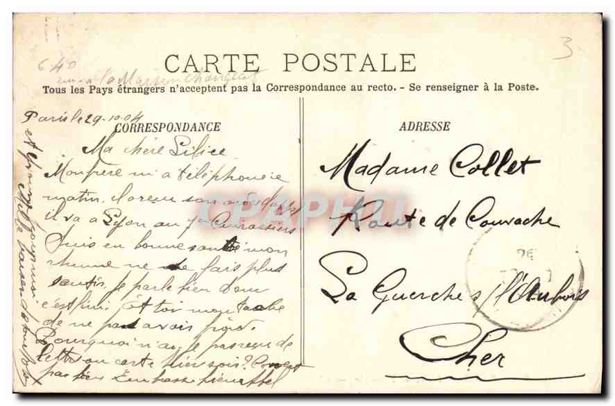 CPA Paris L'Arc de Triomphe  — Rückseite