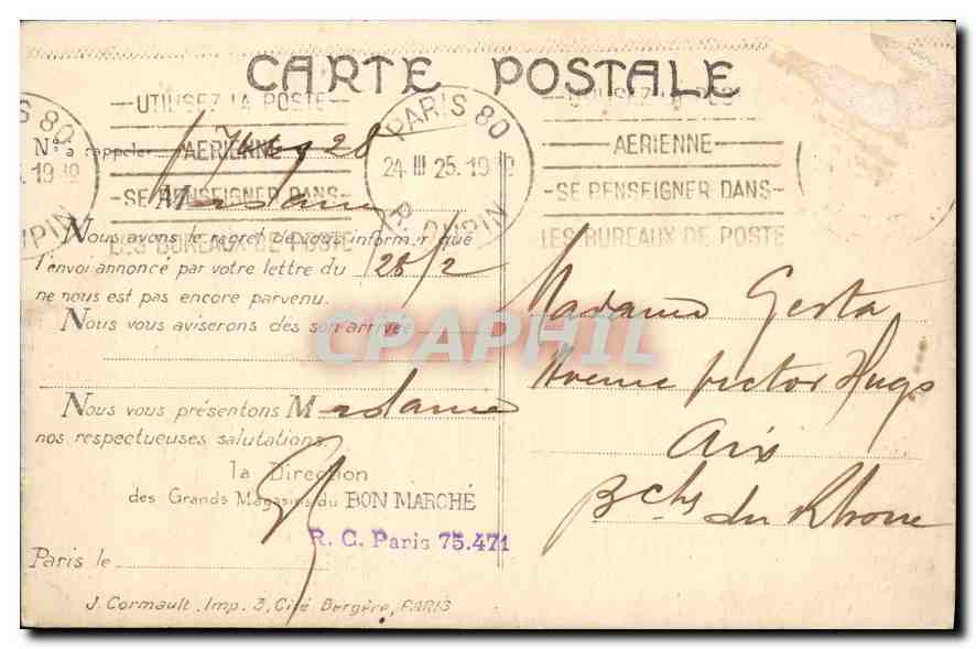 CPA Paris La Conciergerie et le Pont au Change  — Rückseite
