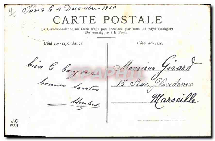 CPA Paris La Bastille et la Colonne de Juillet  — Verso