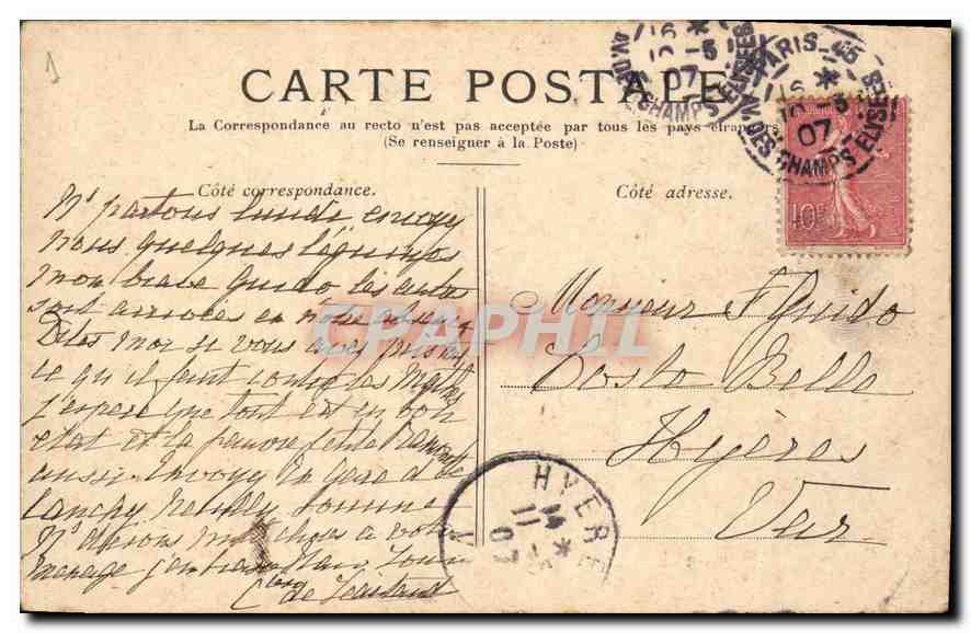 CPA Paris Cour du Carrousel  — Rückseite