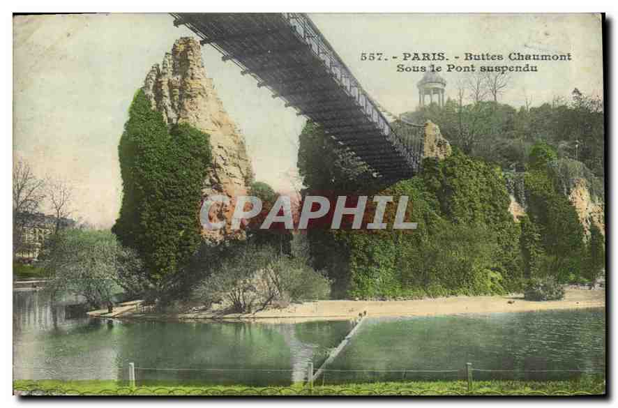 CPA Paris Buttes Chaumont Sous le Pont suspendu 
