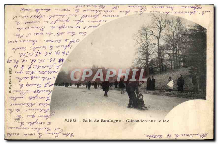 CPA Paris Bois de Boulogne Glissades sur le lac 