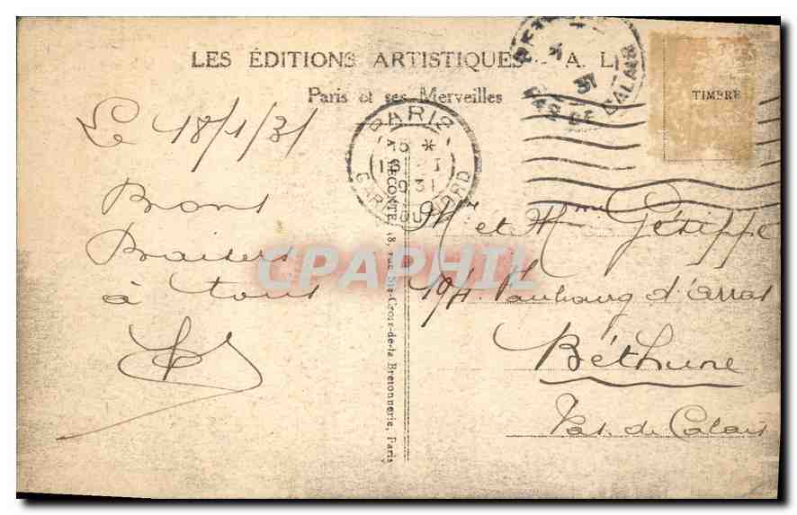CPA Paris Porte St Denis  — Rückseite