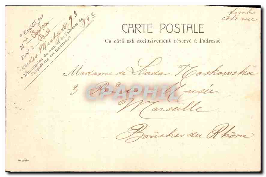 CPA Paris Statue de l'Alsace  — Verso