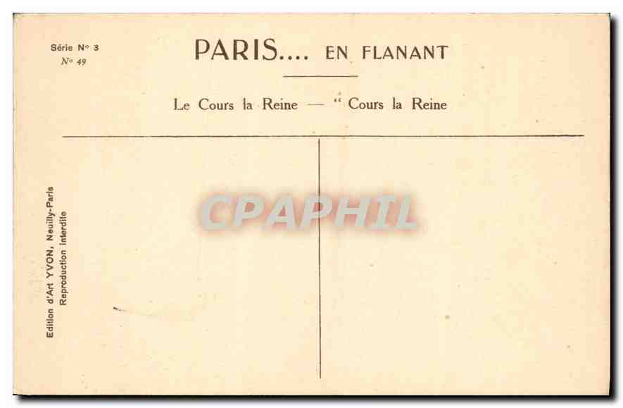 CPA Paris en flanant Le Cours la reine Tour Eiffel — Verso