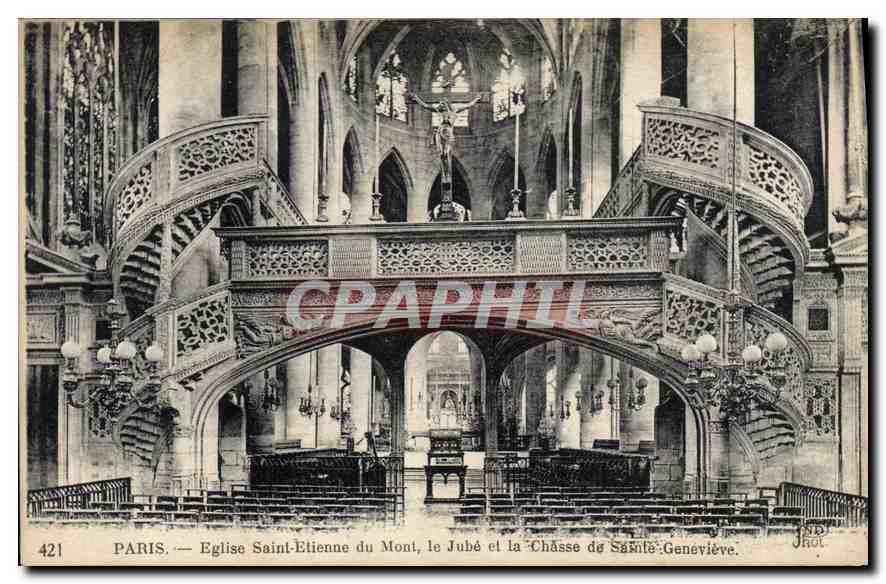CPA Paris Eglise Saint Etienne du Mont le Jube et la Chasse de Sainte Genevieve 