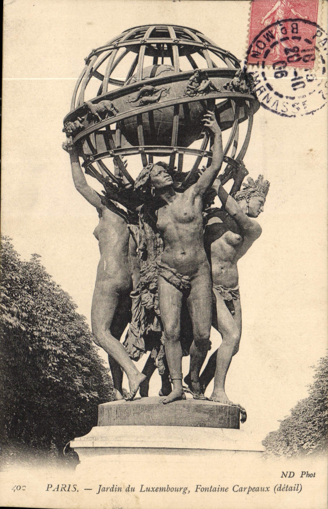CPA Paris Jardin du Luxembourg Fontaine Carpeaux detail 