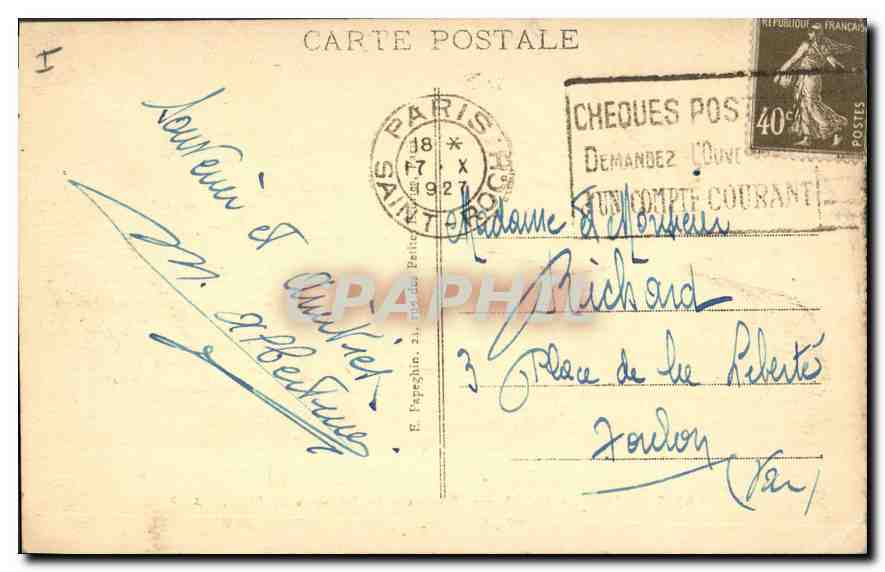 CPA Paris L'Avenue des Champs Elysees et les Chevaux de Marly  — Rückseite