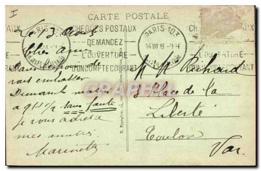 CPA Paris Place de la Bastille et Colonne de Juillet  — Rückseite